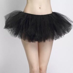 Black Fairy Grunge Tutu Skirt Adult M Stretch Tiered Mesh Goth Emo Punk Ballet